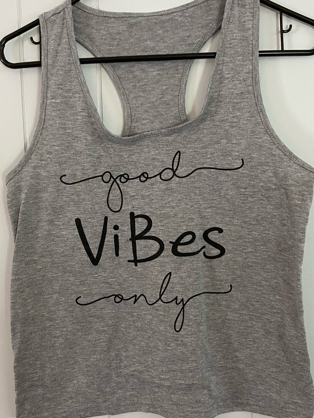 Good Vibes Only Gray Racerback Tank Top